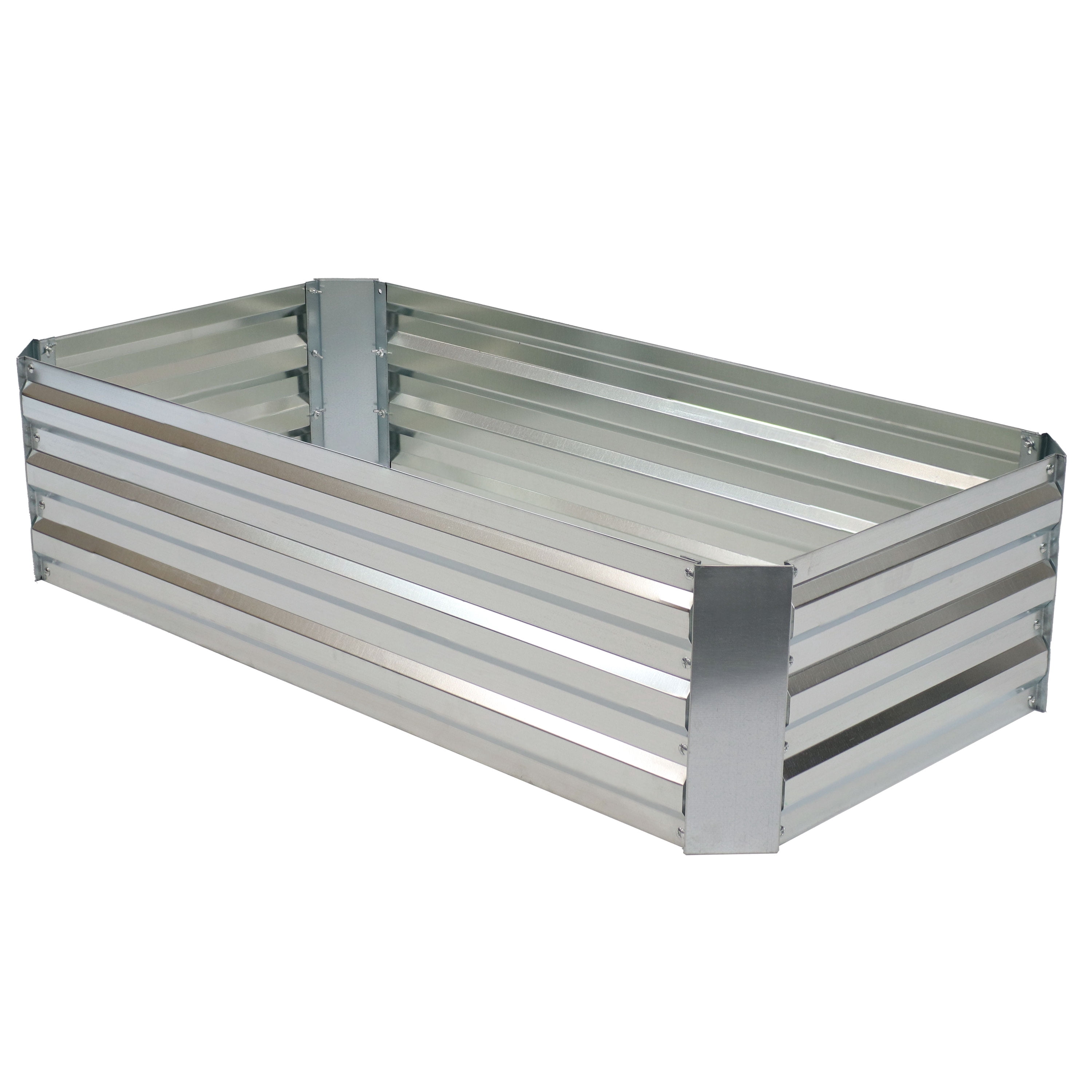 Sunnydaze Galvanized Rectangle Raised Garden Bed - 4' x 2' x 1' - Silver