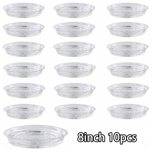 10pcs Garden Plant Saucer Drip Tray Round Pot Base Clear Snack Container PET