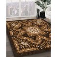 thumbnail image 3 of Ahgly Company Tapis d'Intérieur Ronds Transitionnels Noirs et Bruns Lavables à la Machine, 8 Pieds Rond, 3 of 7