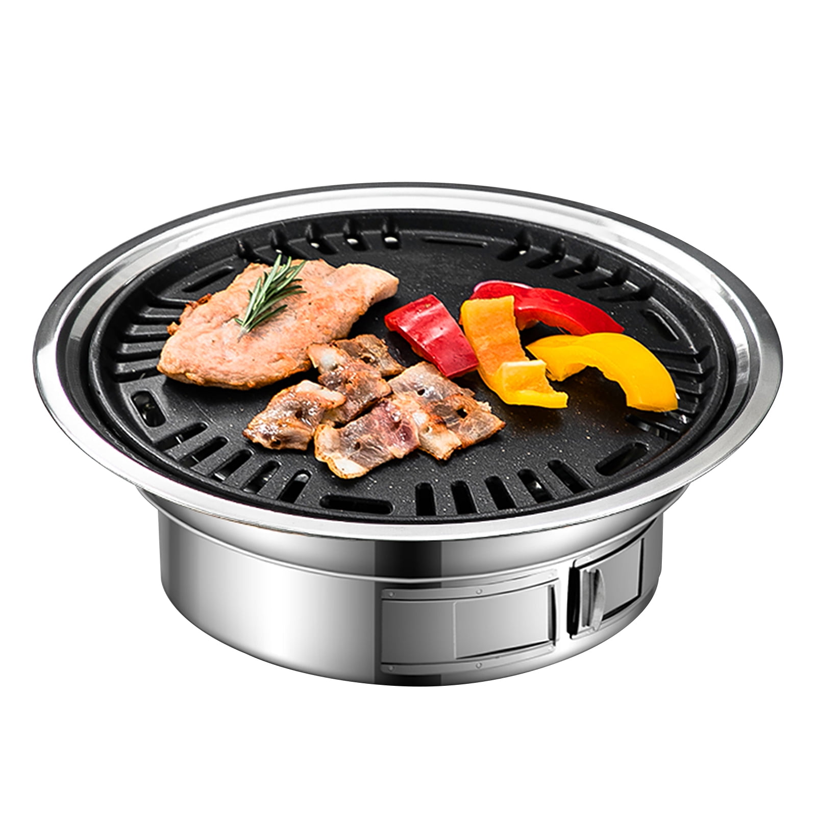 Portable Charcoal Grill Non-stick Korean Barbecue Grill Portable Stainless Steel BBQ Charcoal Grill Stove for Outdoor Camping Cooking