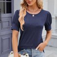 thumbnail image 2 of Timegard Short Sleeve Tops for Women Button Crew Neck Comfy Blouse Casual Tunic Tops Basic T Shirts, 2 of 3