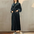 thumbnail image 2 of Timegard Womens Bathrobe Long Sleeve Lapel Neck Nightgowns Long Plush Robes Fall Winter Warm Comfy Robe, 2 of 5