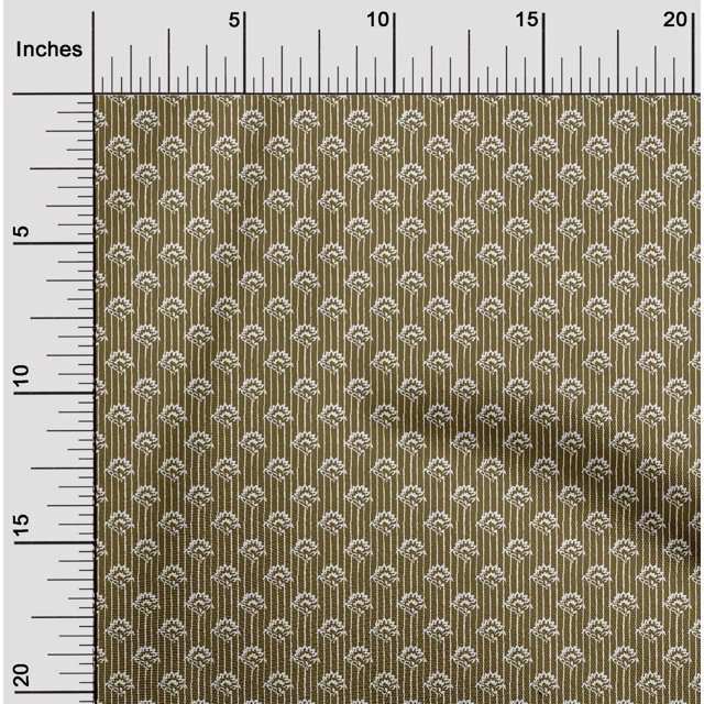 oneOone Silk Tabby Fabric Stripe & Floral Block Print Sewing Fabric BTY 42 Inch Wide