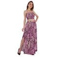 thumbnail image 2 of Bimba Ensemble Coordonné 2 Pcs Robe Aguichant de Plage et de Fête pour Femmes, Haut Court Imprimé Smocké et Jupe Longue, 2 of 7