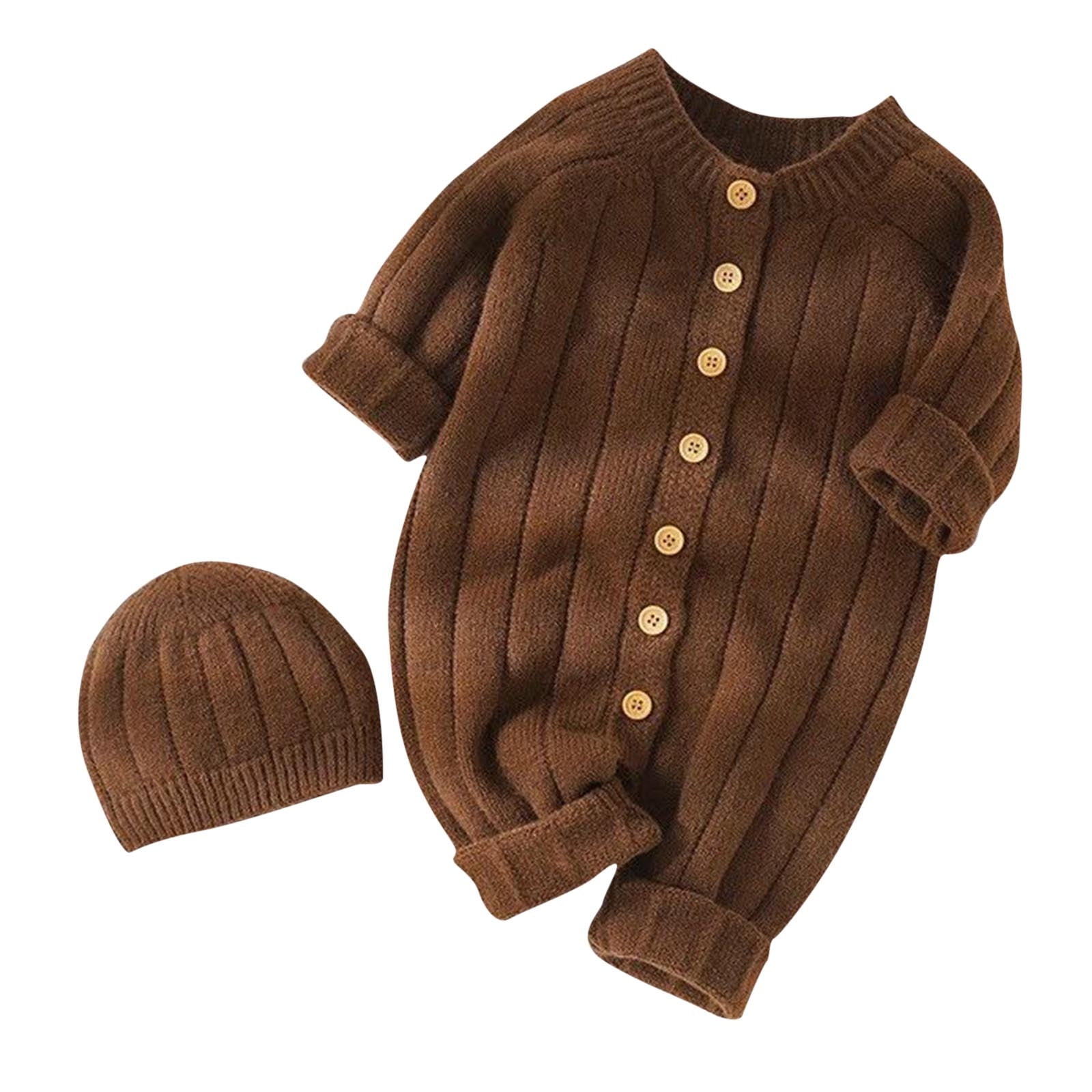 Chbgutlmr Toddler Baby Clothes Fall Winter Newborn Boy Girl Thick Knit Sweater Infant Button Up Warm Onesie