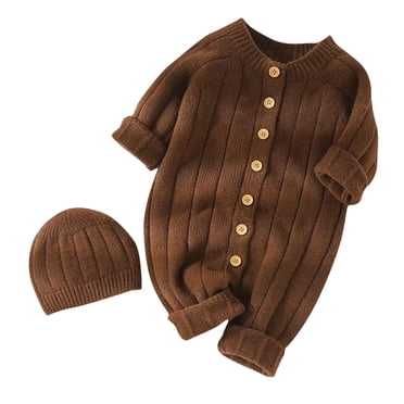 Chbgutlmr Toddler Baby Clothes Fall Winter Newborn Boy Girl Thick Knit Sweater Infant Button up Warm Onesie