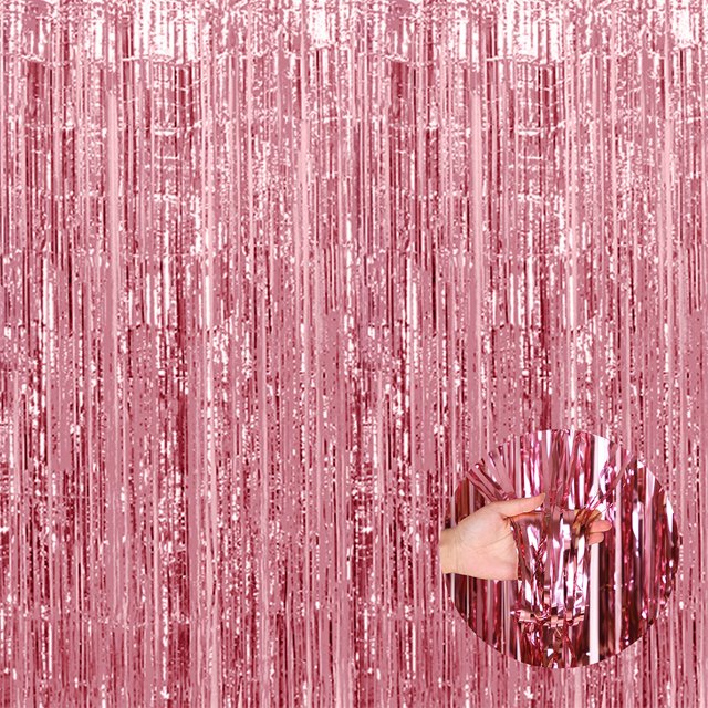 tredstone Photo Backdrop Streamers Decorations 0pcs Tinsel Curtain Backdrop Gold For Birthday Party Party Decorations Rose Gold 6.5ft 1Set