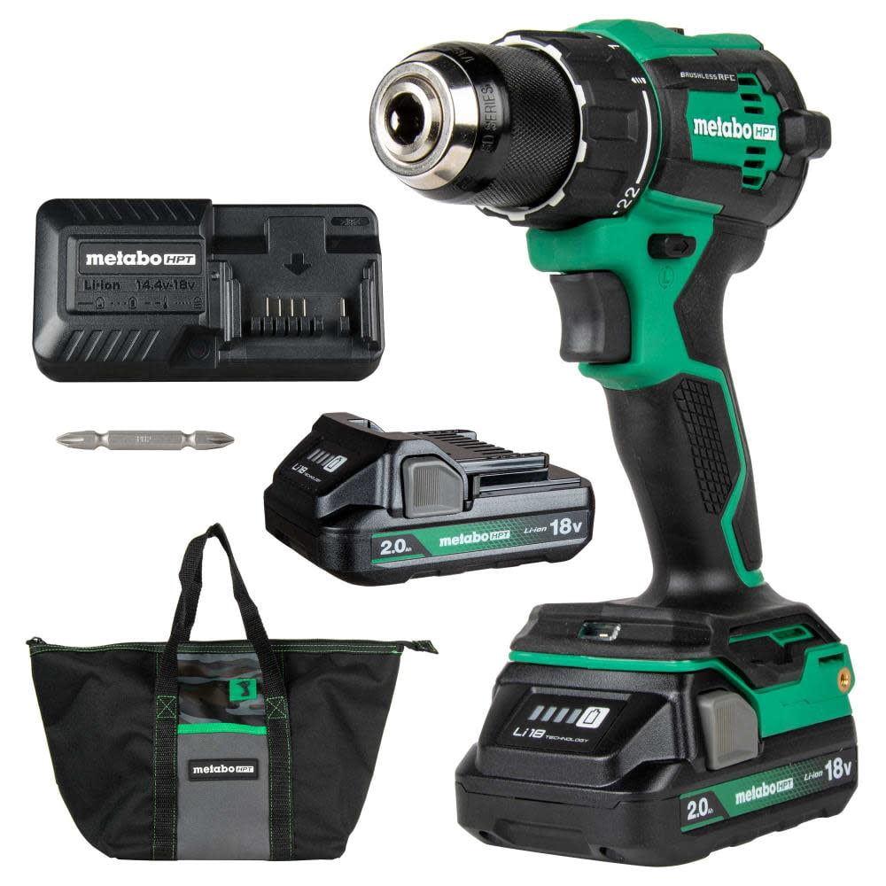 Metabo HPT 18V MultiVolt Cordless Driver Drill Kit | 620 in-lbs of Torque | Compact | Reactive Force Control | 22 + 1 Clutch Settings | LED Light | Belt Hook | Lifetime Tool Warranty | DS18DEX