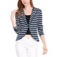 thumbnail image 1 of INSPIRE CHIC Blazer Mince à Rayures pour Femme à Revers Cranté avec Boutons Décoratifs, 1 of 7