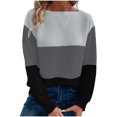 thumbnail image 1 of Timegard Tops for Women Lightweight Drop Shoulder Sweaters Crewneck Long Sleeve Pullover Tops Block Color, 1 of 8