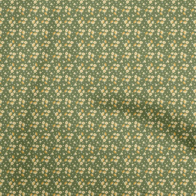 oneOone Coton Flex Vert Clair Tissu Asiatique Rétro Floral Robe Tissu Tissu Imprimé par la Cour 40 Pouces de Large