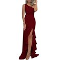thumbnail image 1 of 2025 Womens one Shoulder Ruched Long Dresses Ruffle formal Evening Dressslim Long Dresses for Women formal, 1 of 4
