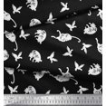 thumbnail image 2 of Soimoi Rayon Crepe Fabric Bird & Cat Animal Decor Fabric Printed Yard 46 Inch Wide, 2 of 3