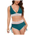 thumbnail image 1 of Huesdet Women Two Piece Swimsuits High Waisted Bikini Set Ruffle Flounce Tummy Control Bottoms Bathing Suit(Dark Green,XXL), 1 of 6