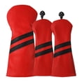 thumbnail image 1 of bedienty 3Pcs/Set PU Golf Club Head Cover with Tag Interchangeable Adjustable Protective Sheath Thickened Plush Wood Protector Red, 1 of 6