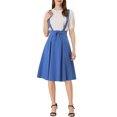 thumbnail image 1 of Unique Bargains Jupe Midi Plissée à Bretelles Rétro à Taille Élastique pour Femme, Bleu, TP, 1 of 6