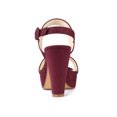 thumbnail image 2 of BLISSFUL STEP Women Platform Slingback Block Heeled Sandals Burgundy 7.5, 2 of 6