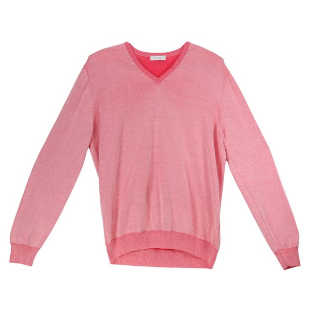 Gran Sasso Chandail à Col en V Rose pour Homme - 44 US / 54 EU
