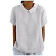 thumbnail image 1 of TINZ T-Shirt Rétro Mode Femme Couleur Unie Ample Col Rabattu T-Shirt Court Manches Longues T-Shirt Manches Longues Femme Course T-Shirt Manches Courtes Femme T-Shirt Été Athlétique Femme, 1 of 5