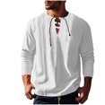thumbnail image 1 of zbxnLI Mens Linen Shirts Drawstring V Neck Long Sleeve Shirt Lightweight Spring Fall Long Sleeve T-Shirts, 1 of 8