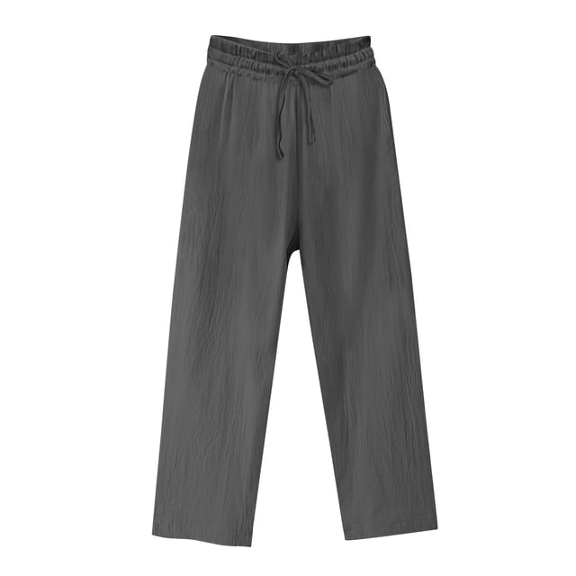 Timegard Plus Size Pants for Women Straight Leg Drawstring Lightweight Casual Loose Trousers with Pockets