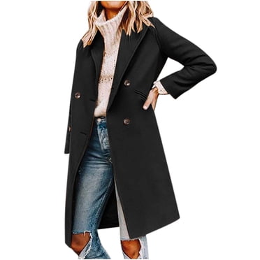 Woman Winter Casual Solid Turndown Keep Warm Single-breasted Windbreaker Coat Anoraks