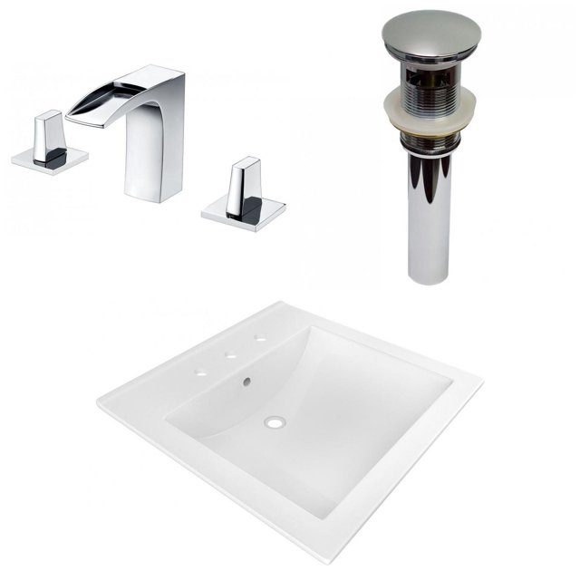 American Imaginations 21.5-in. W 3H8-in. Ceramic Top Set In White Color - Overflow Drain Incl. AI-30035