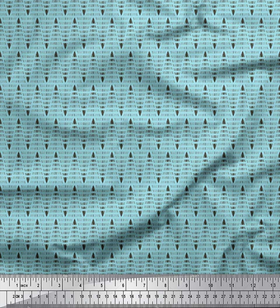 Soimoi Cotton Poplin Fabric Hand Drawn Line Shirting Fabric Prints by Yard 42 Inch Wide