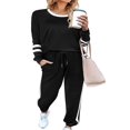 thumbnail image 1 of Ensembles de Survêtement 2 Pcs Ensemble Jogger pour Femmes Tenue Décontractée 2 Pcs Chandails à Rayures Pantalons Longs Survêtements, 1 of 6