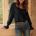 thumbnail image 1 of RXIRUCGD Blouse Basique à Col Rond à Manches Longues Unie pour Femme, Mode d'Automne, Noir, Taille : S, 1 of 6