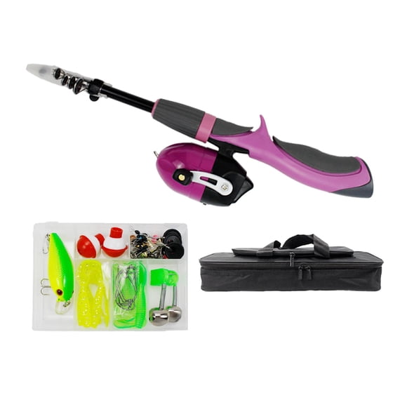 jinwen Fishing Pole Child Spincasting Reels Fishing Rod and Reel Combos for Angler Boys Pink