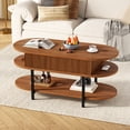 thumbnail image 2 of GUNAITO Table Basse à Plateau Relevable avec Rangement, Table Centrale Moderne Style Ferme avec Tablette à 2 Niveaux pour Salon, Noyer, 2 of 8