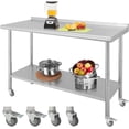 thumbnail image 1 of Table de Travail Roulante en Acier Inoxydable 60 Po x24 Po x35 Po avec Dosseret et Roues - Table de Préparation NSF Robuste pour Restaurant, Maison et Hôtel, 1 of 7