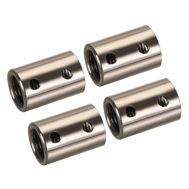 Unique Bargains M10 M4 Manchon de Filetage Connecteur de Tuyaux à Goujon Écrou de Raccord Rond Perle Noir Lot de 4
