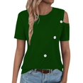 thumbnail image 4 of Timegard Cold Shoulder Tops for Women Round Neck Button Short Sleeve Summer Casual Tunic Top Blouse, 4 of 7