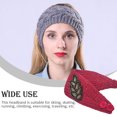 thumbnail image 1 of Crochet Headbands Winter Leaves Pattern Hairband with Buttons. with Rhinestones Elastic Head Protector Wide Warm Chunky Hair Accessories for Girls Peach, 1 of 7