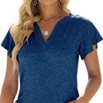 thumbnail image 4 of Women Blouse, Polyester Female T Shirt Artificial Silk  For Business Blue XXL, 4 of 6