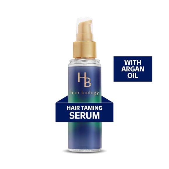Hair Biology Argan Oil Taming Serum, Infused with Biotin, Nourishes to Soften and Control Frizz, 95 mL