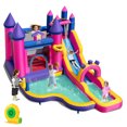 thumbnail image 1 of Costway Inflatable Water Slide with Climbing Wall Basketball Hoop Splash Pool 680W Blower, 1 of 10
