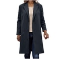 thumbnail image 1 of WRKEKC Coats for Women Long Sleeve Solid Color Button Multi Pocket Wool Blend Long Jacket Top for Daily Appeal and Functional Design, 1 of 5