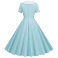 thumbnail image 4 of Robes pour Femmes 2025 Élégantes Élégantes Commerce Extérieur Col en V Manches Courtes Rétro Double Boutonnage Bouton Maxi Robe Bleue S, 4 of 4