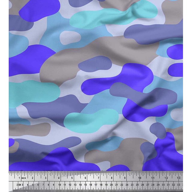 Soimoi Rayon Fabric Two Tone With Grey Camouflage Printed Fabric 1 Yard 42 Inch Wide