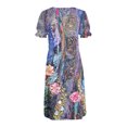 thumbnail image 5 of FcBaudy Robe à Manches Courtes Col en V, Robes d'Été pour Femmes, Robes d'Été pour Femmes Imprimé Floral Ourlet Irrégulier Robe Col en V Manches Courtes Robe Boutonnée Robe Femme, 5 of 5
