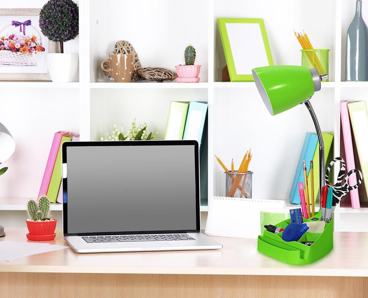 Limelights Gooseneck Organizer Desk Lamp with iPad Tablet Stand Book Holder and USB port