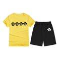 thumbnail image 4 of GDREDA Ensemble de Mini Pantalons T-Shirt Imprimé à Col Rond et Manches Courtes pour Enfants Garçons et Filles Jaune, 8-9 Ans, 4 of 4