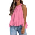 thumbnail image 1 of Weiqiqre Women's Clothing Adjustable Tie Neckline Ruffle Hem Sleeveless Flowy Halter Tops, 1 of 7