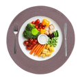 thumbnail image 1 of Djiypn Round Braided Placemats 15 Inch Round Table Mats for Dining Tables Natural Woven Heat Resistant Place Mats Set of 8 (Red Brown,8), 1 of 8