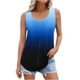 thumbnail image 2 of VKOYWKM Débardeurs Grande Taille pour Femmes Col Rond Plissé Sans Manches Hauts Tunique Imprimé Dégradé Tendance Débardeurs d'Été Amples, 2 of 5