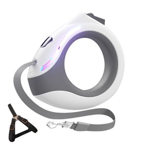 Hearth & Gear Poignées sans chien laisse Led chien laisse rétractable chien laisse avec lampe de poche rechargeable 118in Poignée ronde Poignées de chien avec serrure Ergonomic Respiration légère Pannes de chien Panniers pour petits chiens
