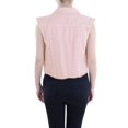 thumbnail image 2 of Womens Distressed Denim Button Up Sleeveless Crop Vest, Pink, X-Large, 2 of 5